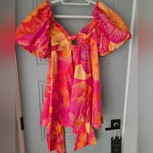 FARM Rio Vibrant Pink and Orange Mini Dress - Picture 2 of 3